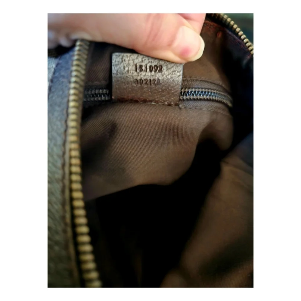 Auth. GUCCI Iconic Sherry Line GG Web Canvas Shoulder Bag W/Bee Applique - Picture 9 of 11